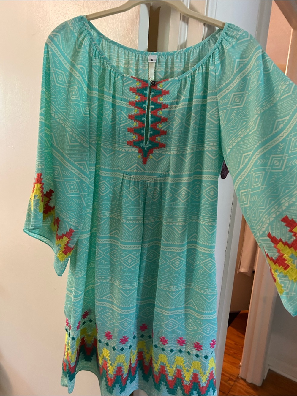 Uncle Frank Turquoise Embroidered Dress